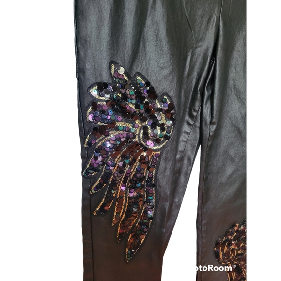 Venus Faux Leather Sequin Embellished Pants - Picture 5 of 9